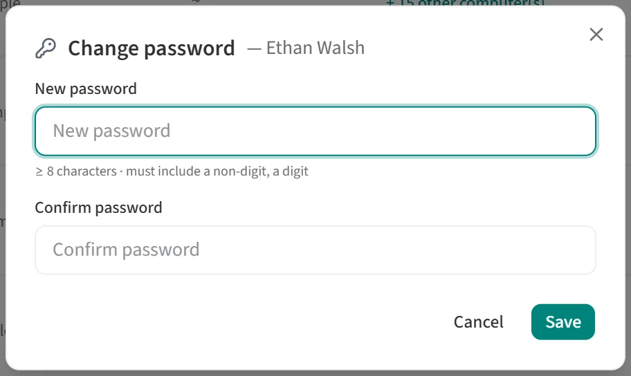 Change password window